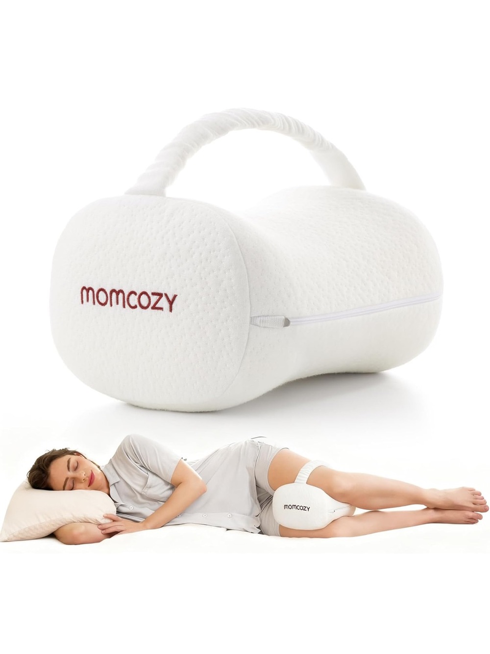 Momcozy White Knee Pillow with Handle